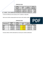 Valores pagos, ajustados, DIRF e compensações entre 2018-2019