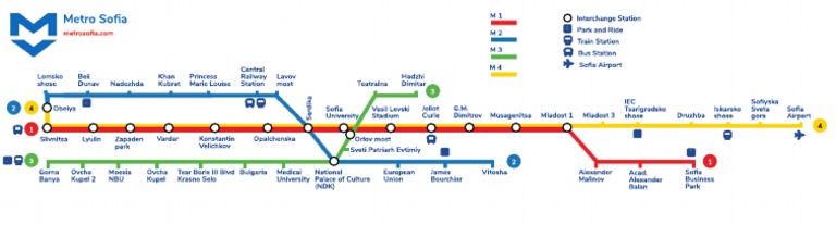 Sofia Metro Map and Stations Guide | PDF | Rapid Transit | Electric ...