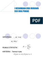 Uji Kesamaan Varians Dan Rata-Rata