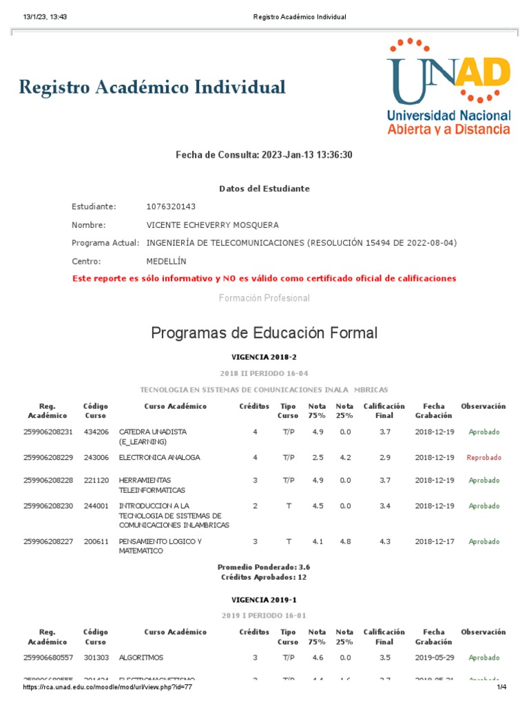 Gestión-RCA - Registro Académico Informativo 1076320143 | PDF ...