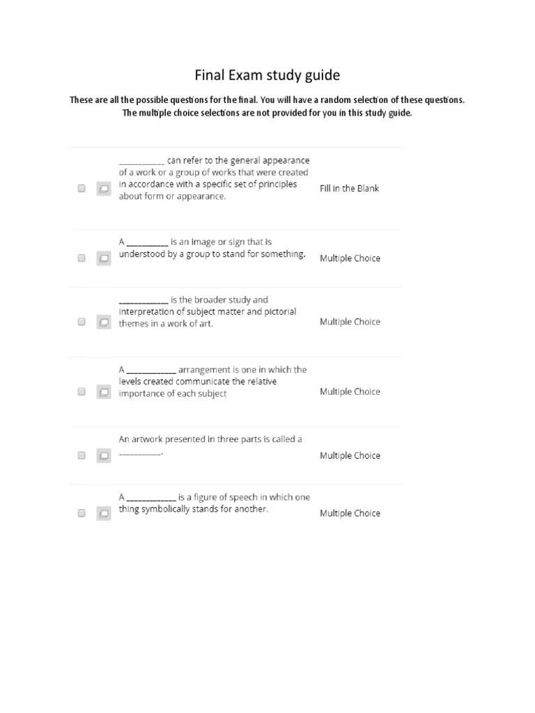 Final Exam Study Guide | PDF