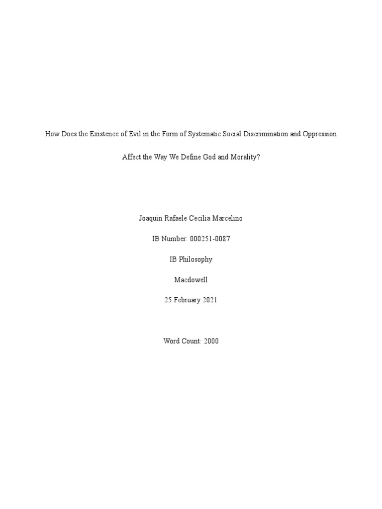 Ib Philosophy SL Ia PDF God Problem Of Evil