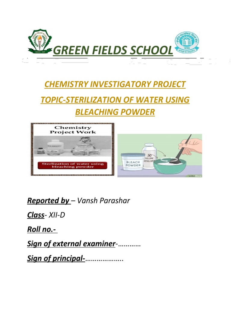 Chem Project Final PDF Water Purification Bleach