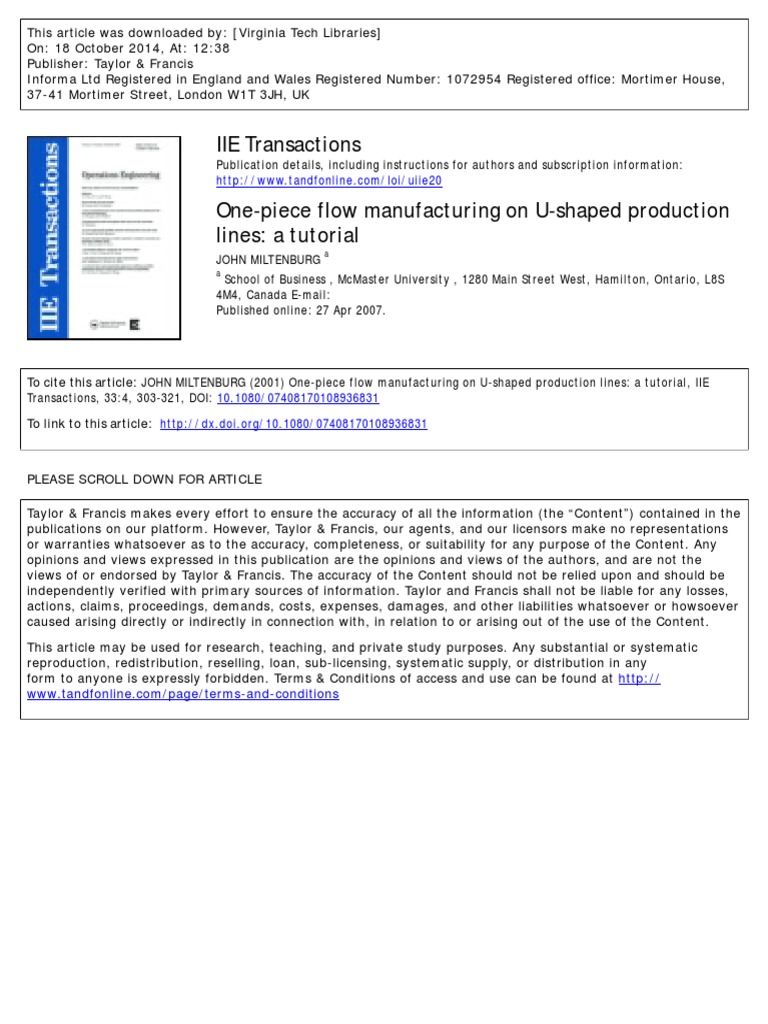One Piece Flow Manufacturing Pdf