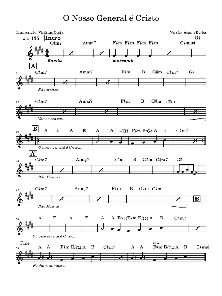 O_Nosso_General_é_Cristo partitura banda | PDF