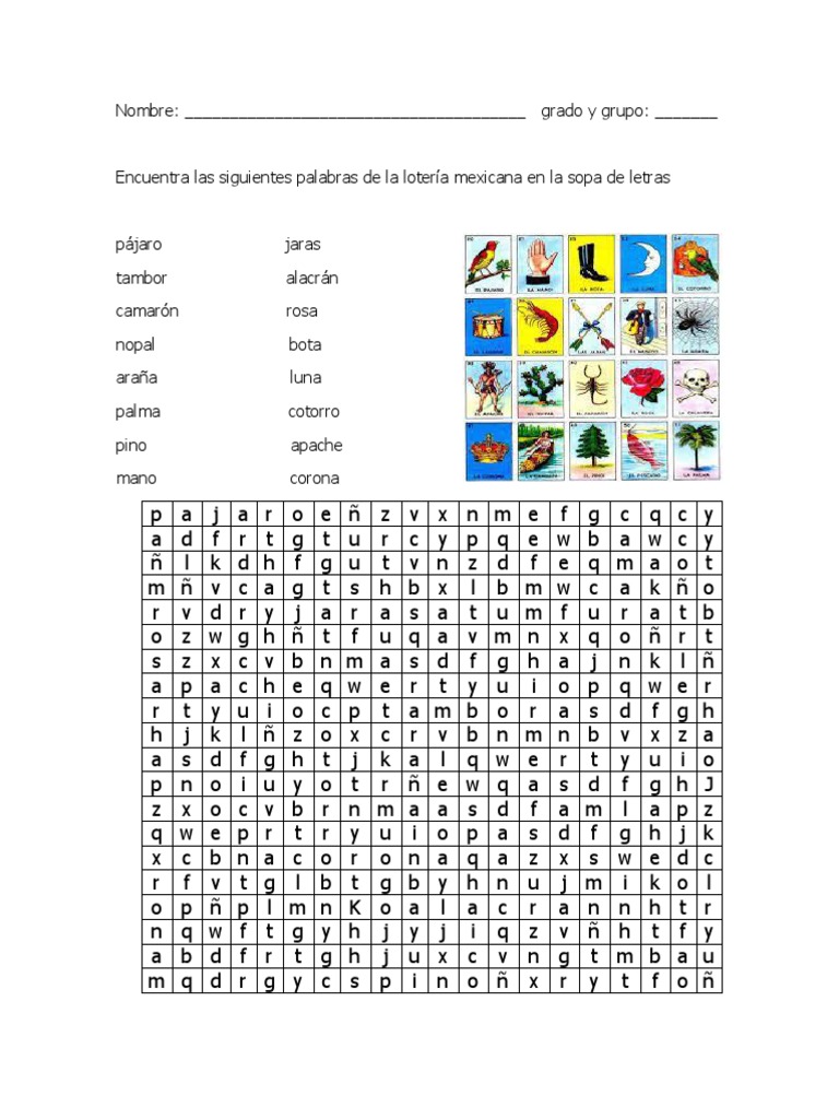 Sopa de Letras de Lotería Mexicana | PDF | Filosofía