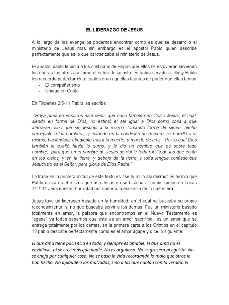 Liderazgo de Jesús: Humildad y Amor | PDF | Jesús | Pablo el apóstol