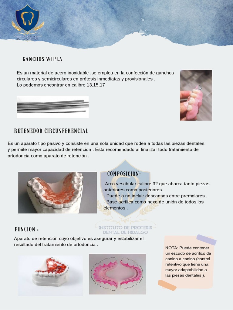 Ganchos Wipla en Prótesis Dentales | PDF | Ortodoncia | Boca