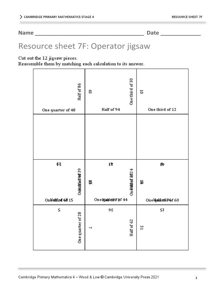 Prim Maths 4 2ed TR Resource 7f | PDF