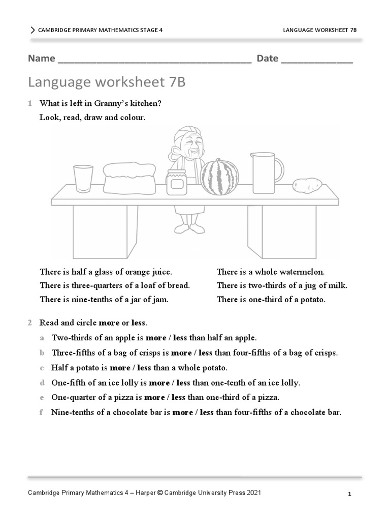 Prim Maths 4 2ed TR Lang Ws 7b | PDF