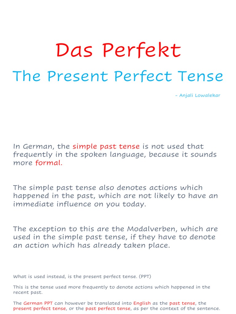 Perfekt PDF Grammatical Tense Perfect (Grammar)