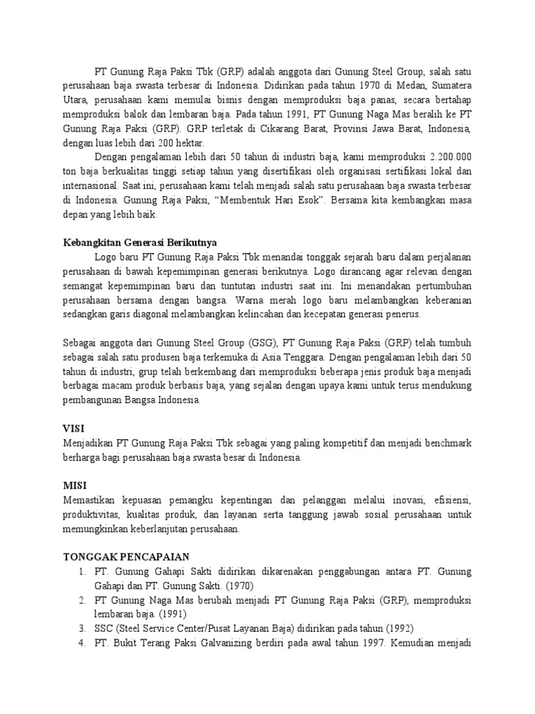 PT Gunung Raja Paksi TBK | PDF