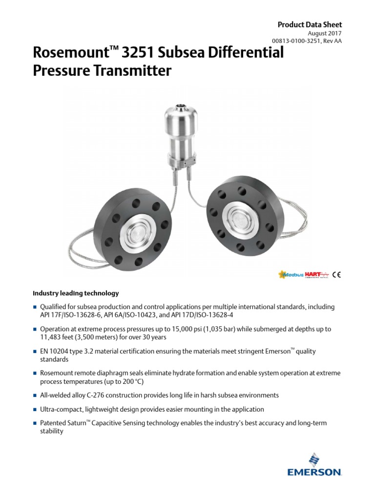 Product Data Sheet Rosemount 3251 Subsea Differential Pressure ...