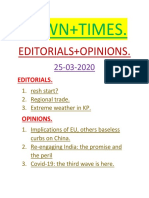 25 March Dawn, The News, Tribune & Times Editorials+opinions With Urdu Translation