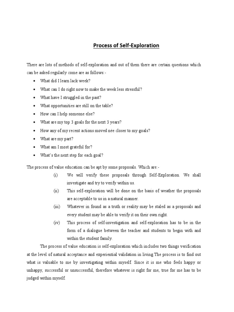 Self-Exploration in Human Values Process | PDF | Behavior | Self