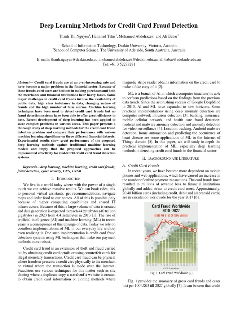 Deep Learning Methods For Credit Card Fraud Detect | Download Free PDF