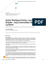 Entre Merleau-Ponty, Lacan Et Kripke - Le(s) Descartes de Lyotard