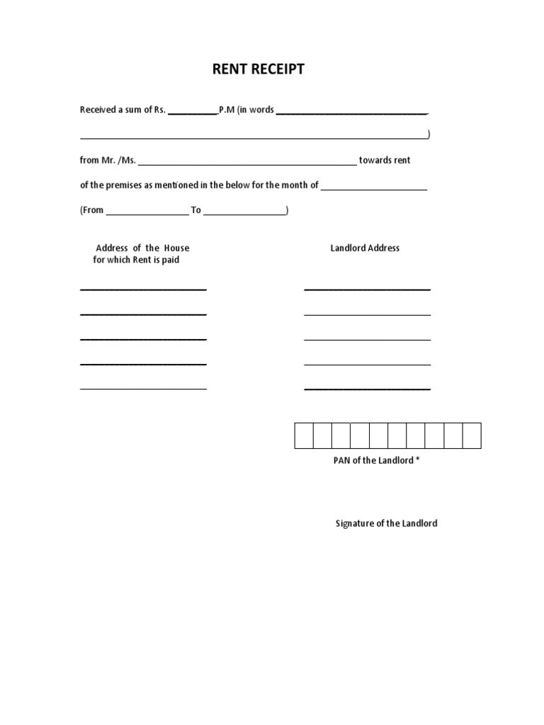 Rent Receipt Template | PDF