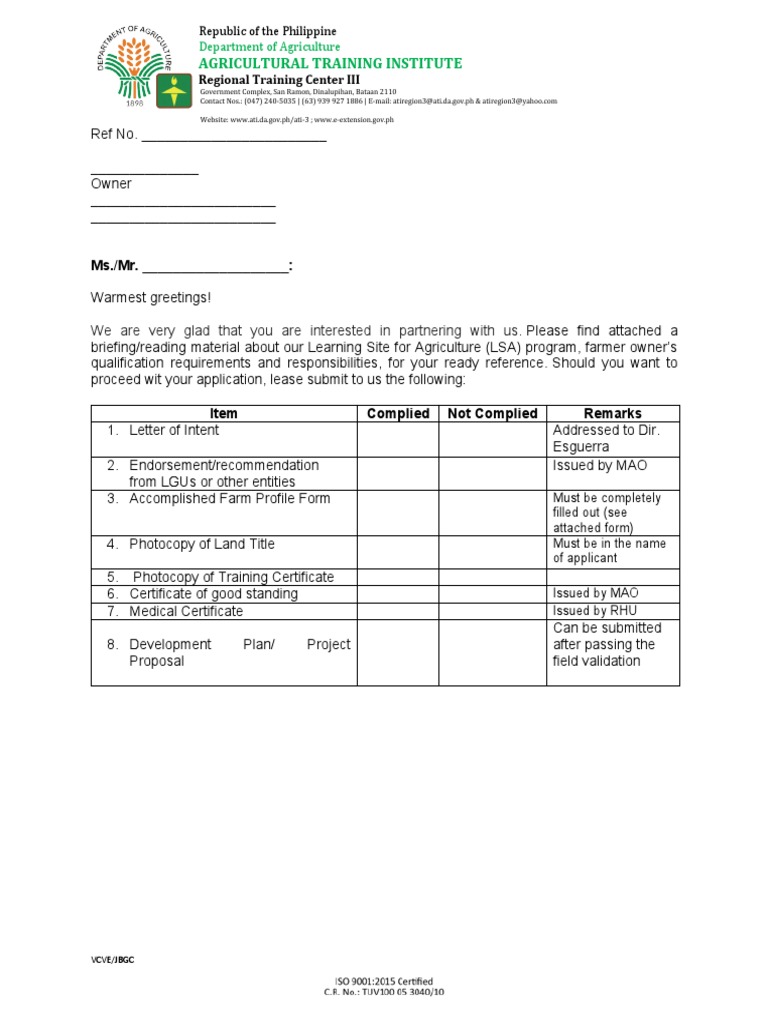 Checklist of LSA Requirements PDF