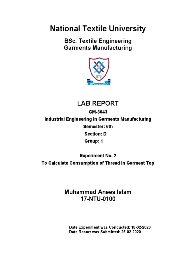 2Garment Top Thread Consumption PDF Seam (Sewing) Clothing