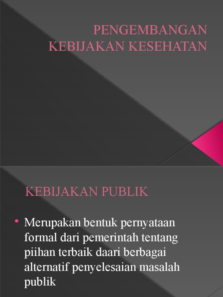 Pengembangan Kebijakan Kesehatan Pdf