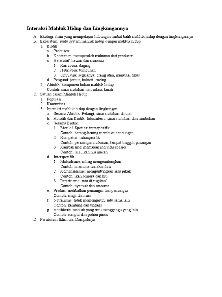 Hubungan Timbal Balik antara Makhluk Hidup dan Lingkungannya PDF