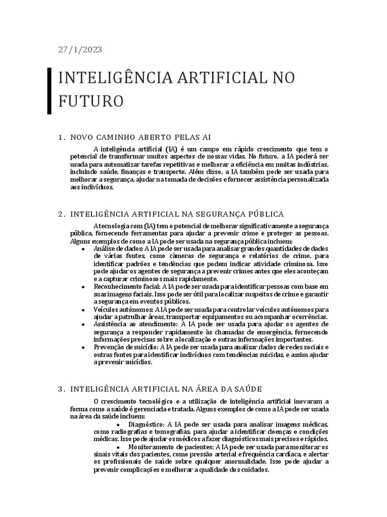 Futuro da Inteligência Artificial | PDF | Inteligência artificial ...