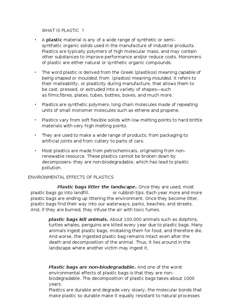 Understanding Plastic and Its Impact | PDF | Plastic | Polymers