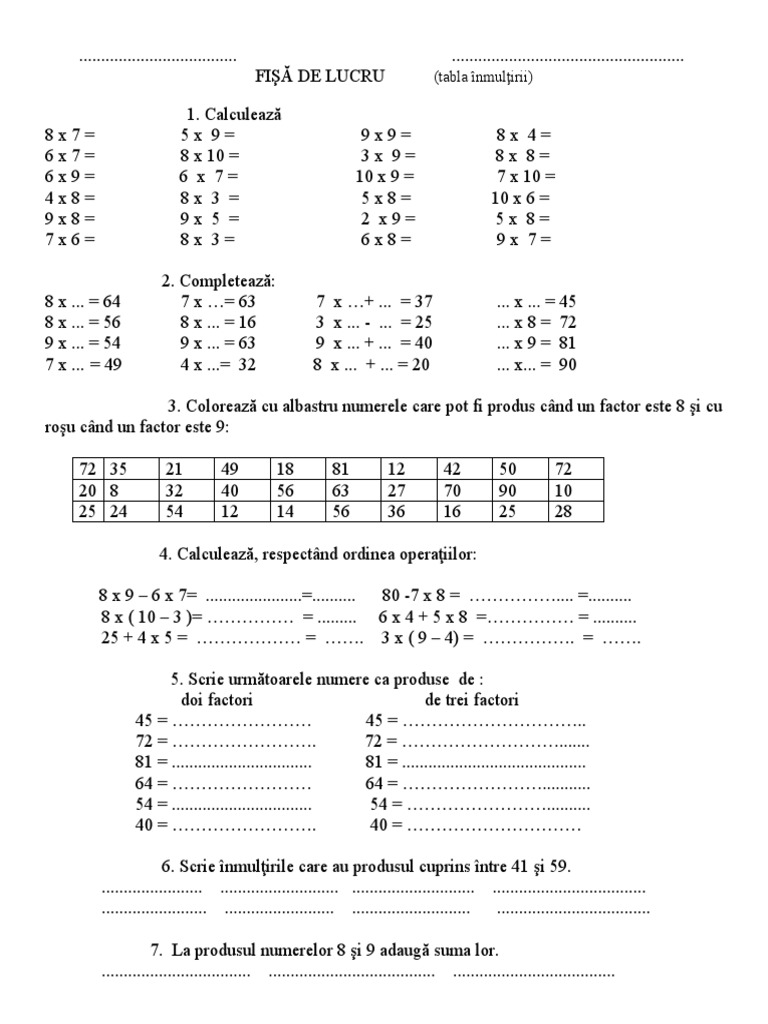 Inmultire Cu - 8 - Si - 9.. | PDF
