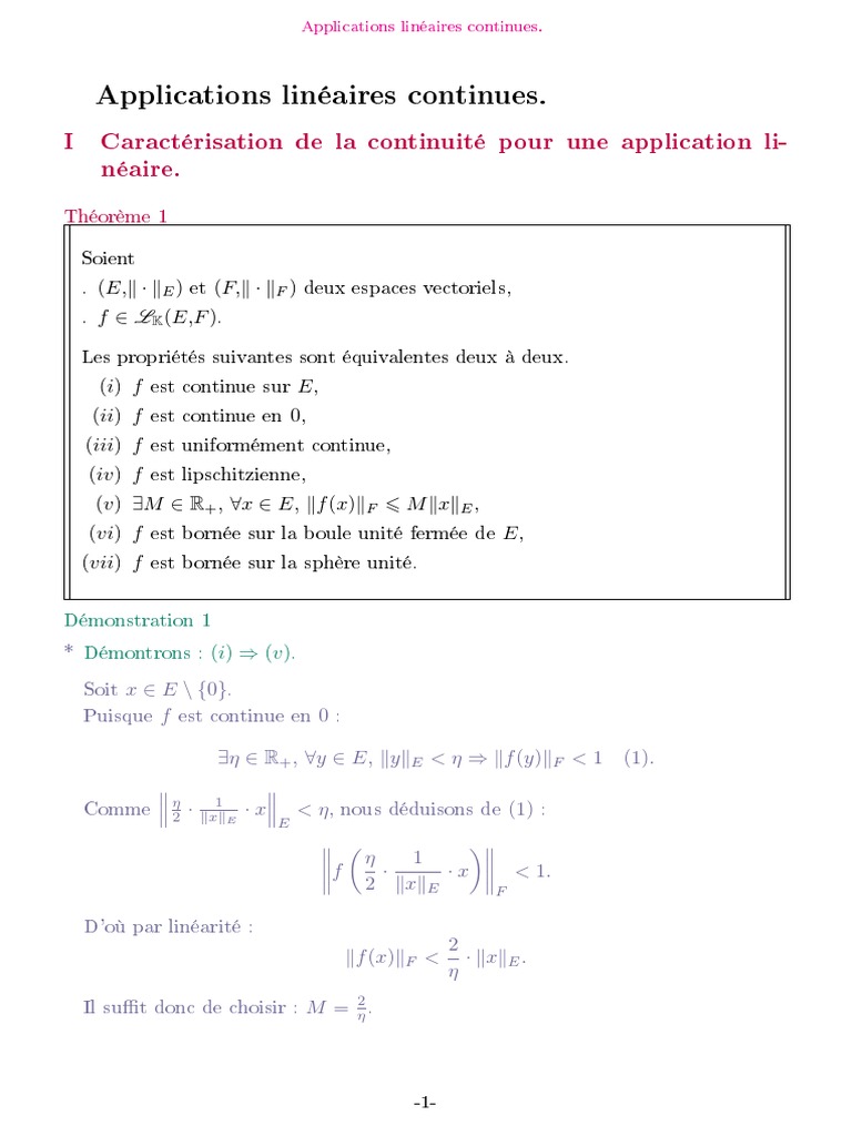 Caractérisation des applications linéaires | PDF | Norme (Mathématiques ...