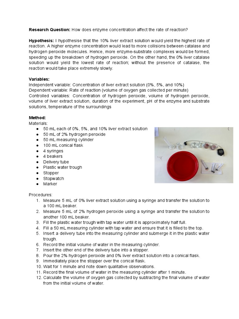 Catalase Lab Report PDF Substrate (Chemistry) Catalase