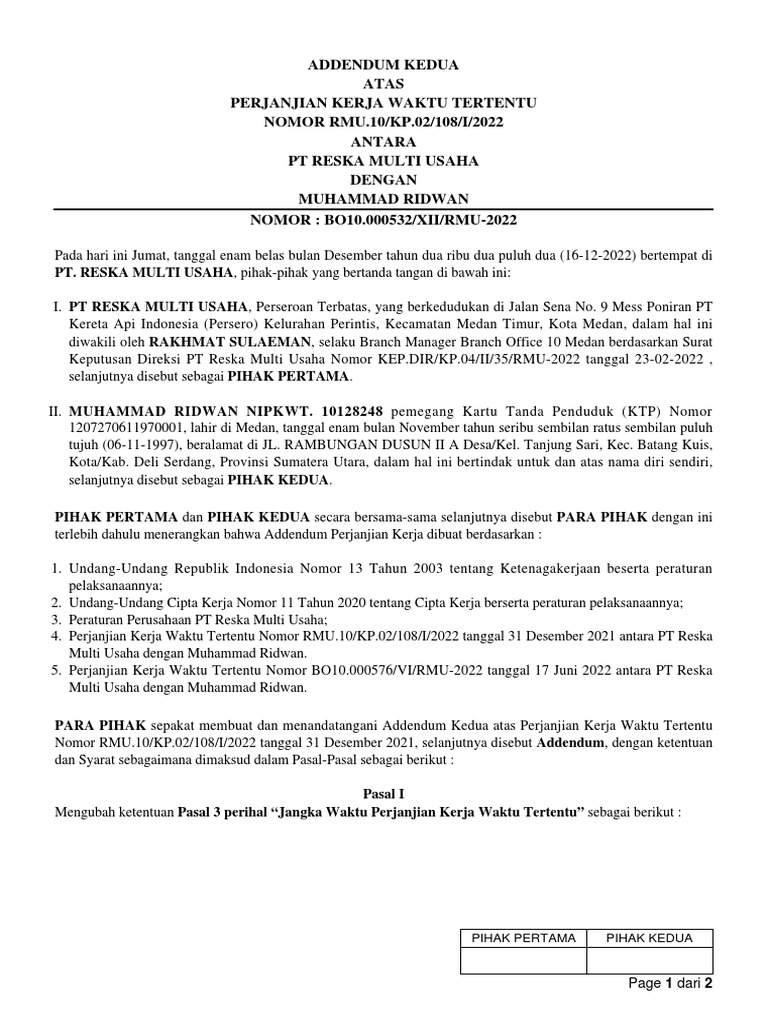 Addendum Kontrak Pdf