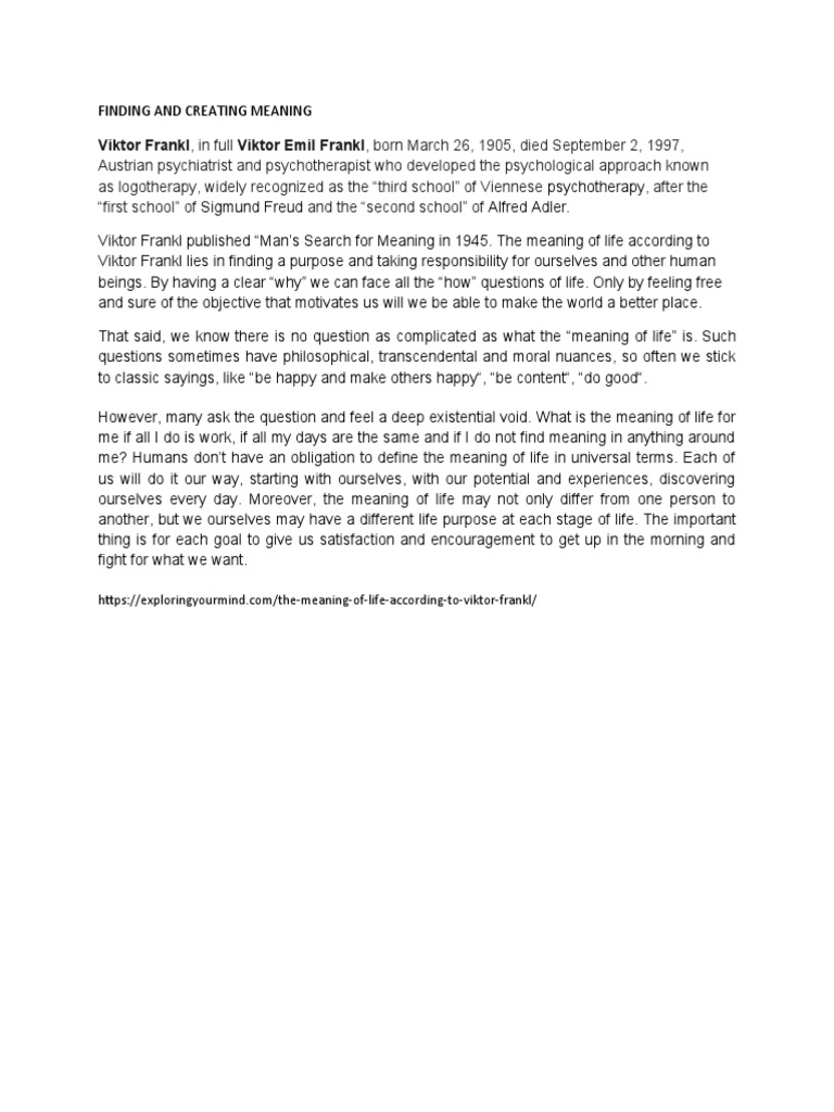 Finding and creating meaning pdf