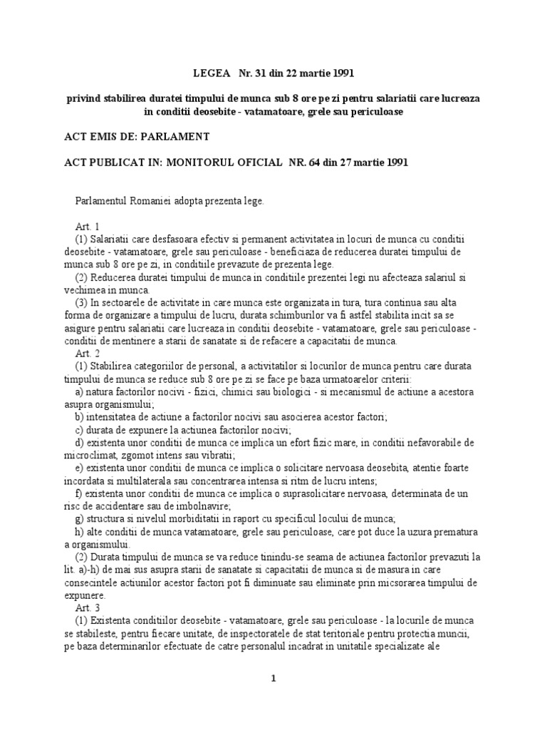 LEGEA Nr. 31 Din 22 Martie 1991 PDF