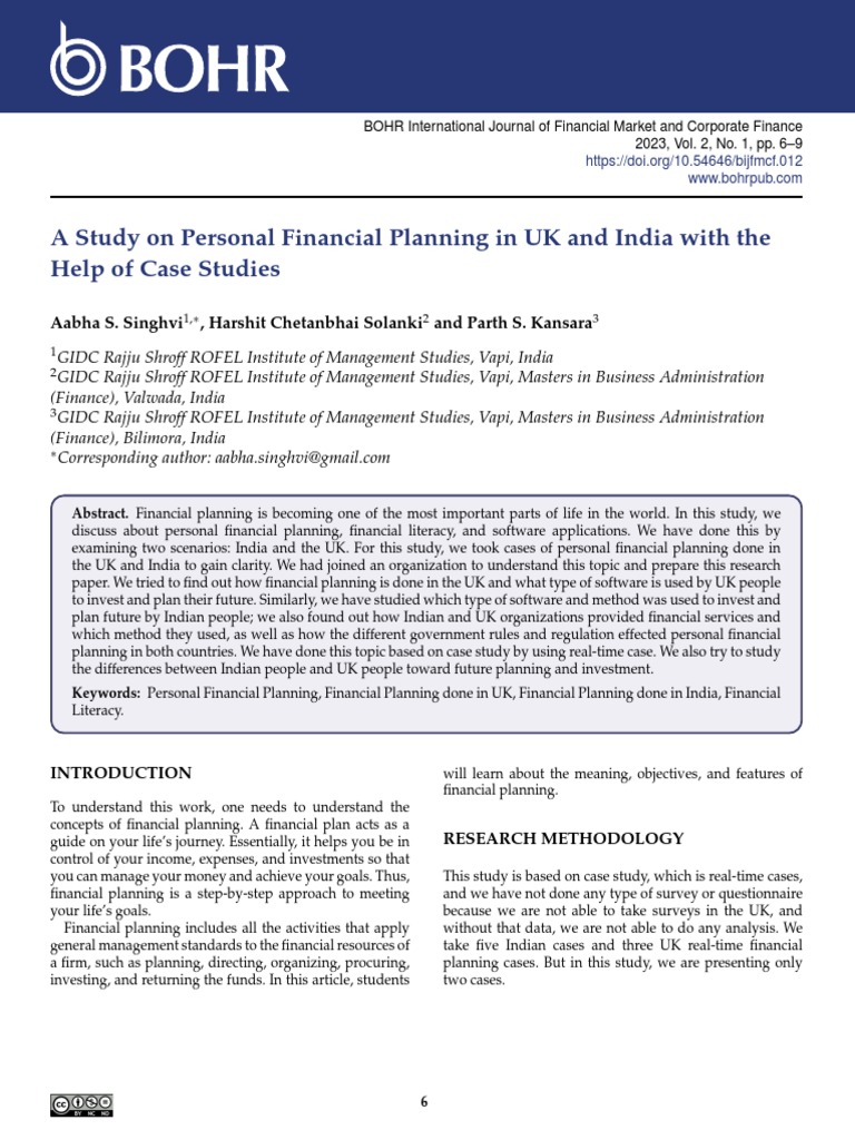 research paper on personal financial planning in india
