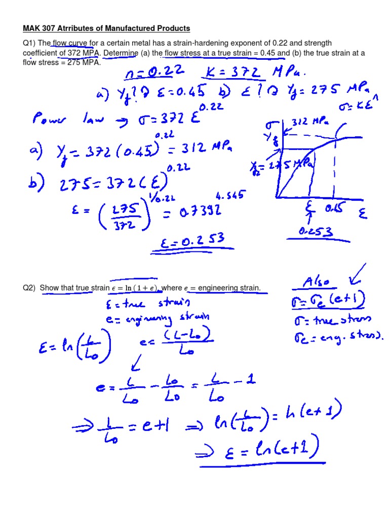 Flow Stress and Strain Calculations | PDF | Teaching Methods ...