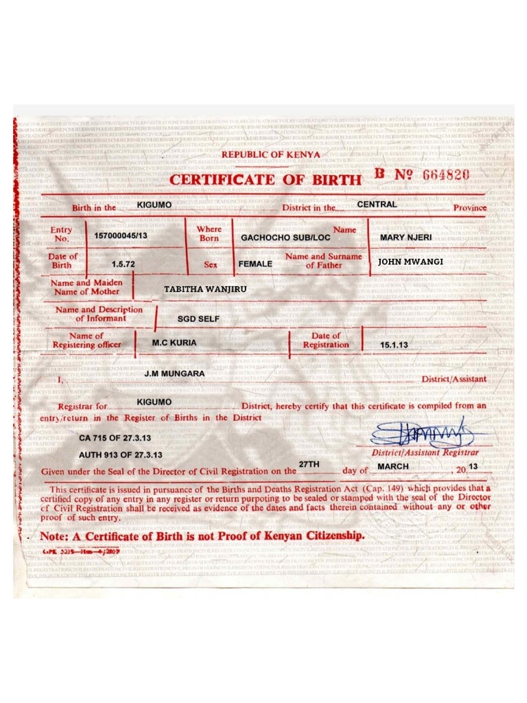 Birth Certificate PDF
