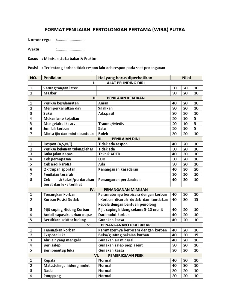Format Penilaian Pertolongan Pertama | PDF