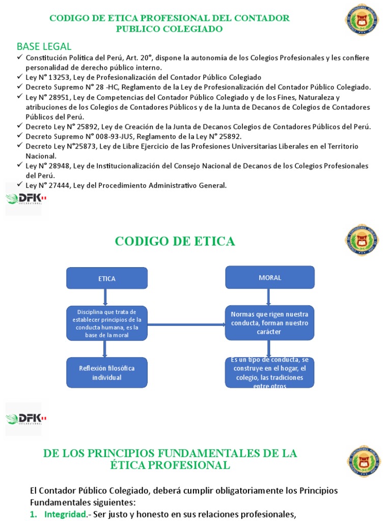 Codigo de Etica Profesional Del Contador Publico Colegiado | PDF ...