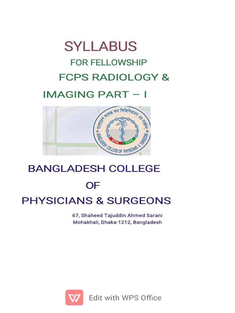 Radiology & Imaging FCPS Syllabus PDF Anatomy