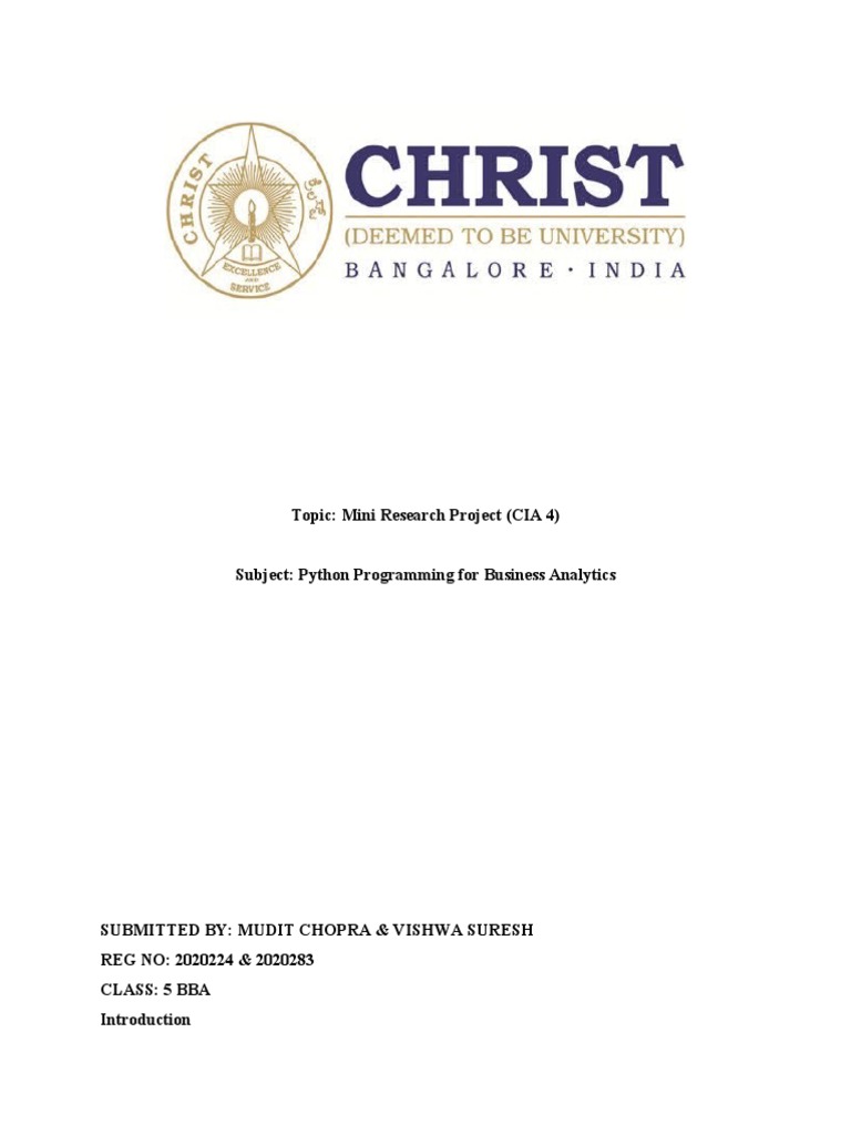 Topic - Mini Research Project (CIA 4) | PDF | Regression Analysis ...