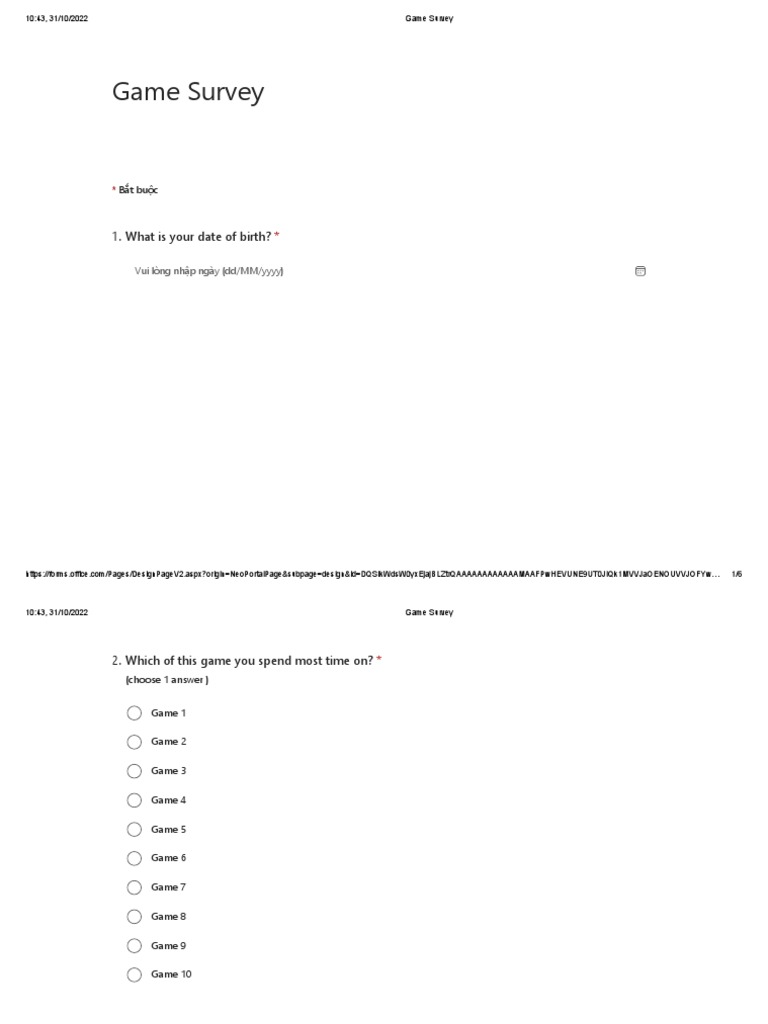 Game Survey | PDF