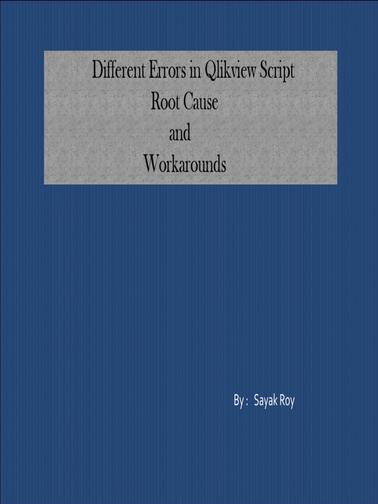 QlikView Script Error Analysis and Fixes | PDF | Computer Data Storage ...
