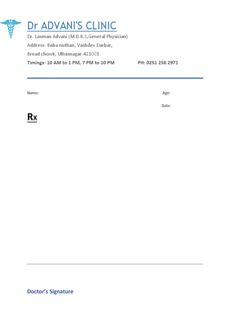 Blank Prescription Template PDF