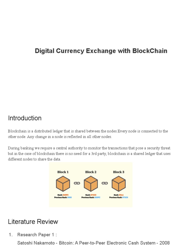 Digital Currency Exchange With BlockChain | PDF | Cryptocurrency