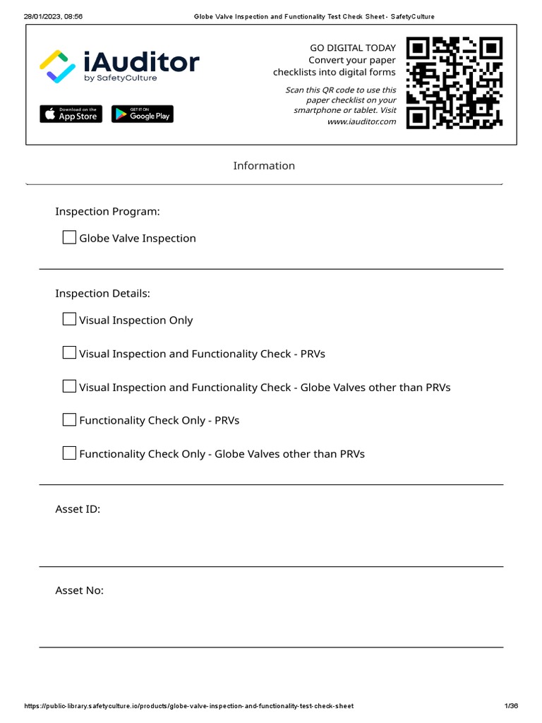 Globe Valve Inspection Checklist | PDF | Valve | Leak