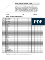 5 Minute Bird Count Data Sheet