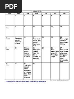 Calendar August 2011
