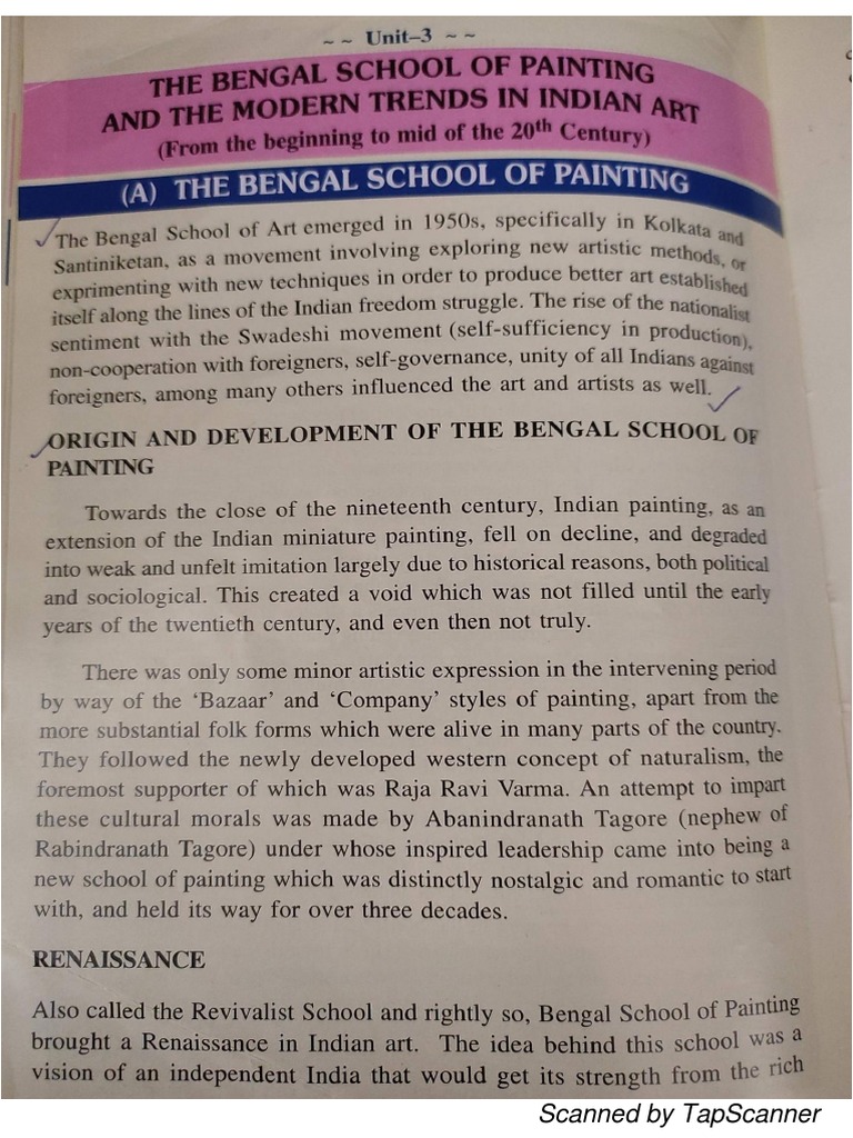 Unit3 (A) THE BENGAL SCHOOL OF PAINTING and (B) THE MODERN TRENDS