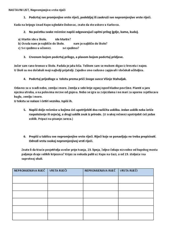 Nepromjenjive Riječi | PDF